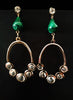 E0680_Trendy danglers with a touch of stones and glossy green beads.