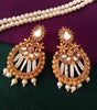 E0689_Gorgeous grand earrings embellished with stones & with a touch of pearls & white beads.