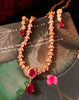 N0186_Elegant Micro Gold plated Necklace with delicate work studded with American Diamond & Semi Precious pink ruby stones