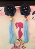 E0709_Trendy Crafted flower design crystal chain drop danglers with a touch of stones & beads.