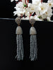 E0754_Trendy chain drop danglers embellished with grey color beads.