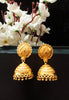 E0780_Gorgeous traditional style golden color jumkas with delicate designs with bead drops.