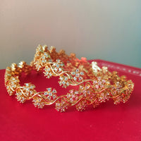 B0117_S_Lovely traditional Vintage Style Gold Plated along with american diamond studded Bangles.