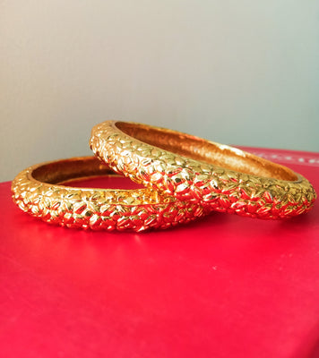 B0168_Gorgeous Gold plated bangles with delicate craft work.