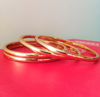 B0123_ Glossy fine polished Micro Gold plated bangles.