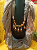 P048_Beautiful brown shade soft pendant scarf with a touch of beautiful orange bead work .