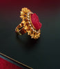 R026_Classic trendy red & golden color adjustable rings with a touch of semi precious stones.