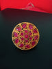 R027_Gorgeous circular shaped golden color rings with a touch of semi precious pink ruby  stones.