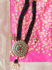 N0129_Gorgeous black Crystal necklace set studded with kundan stones with a touch of pearls.