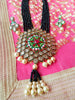 N0129_Gorgeous black Crystal necklace set studded with kundan stones with a touch of pearls.