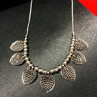 N0286_Elegant Oxidized choker necklace with delicate craft work of heart shaped design pendants.