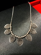 N0286_Elegant Oxidized choker necklace with delicate craft work of heart shaped design pendants.