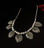 N0286_Elegant Oxidized choker necklace with delicate craft work of heart shaped design pendants.