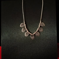 N0286_Elegant Oxidized choker necklace with delicate craft work of heart shaped design pendants.