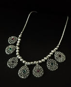 N0291_Lovely Oxidized choker necklace with delicate design pendants with a touch of stones.