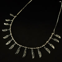 N0293_Lovely Oxidized choker necklace with delicate leafy shaped pendants.