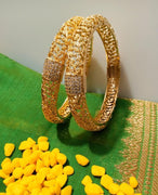 B026_S_Classy Style 1 gm Gold plated bangles studded with American Diamond stones.