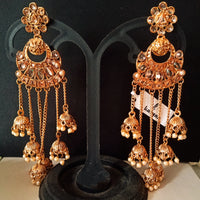 E0798_Gorgeous crafted chain drop danglers with a touch of dazzling stones along with jumka drops with beads.