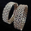 B020_S_Classy Style Silver plated Bangles studded with American Diamond stones set of 2