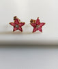 E0816_Trendy star design studs with a touch of pink stones.