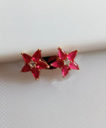 E0816_Trendy star design studs with a touch of pink stones.