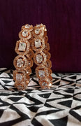 B032_S_Classy Style Rose Gold bangle studded with American Diamond stones.