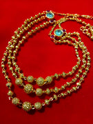 N0298_Elegant layered Micro Gold plated Necklace with delicate work with side pendants studded with dazzling stones.