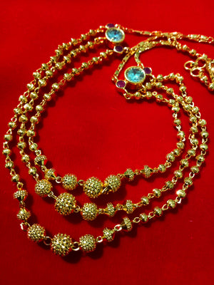 N0298_Elegant layered Micro Gold plated Necklace with delicate work with side pendants studded with dazzling stones.