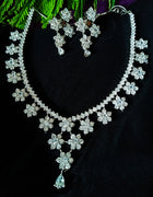 N0295_Elegant floral design American Diamond choker necklace set with a beautiful dazzling stone work.