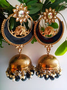 E0833_Gorgeous grand meenakari jumkas with delicate meena work embellished with beads.