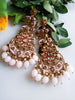 E0127_Gorgeous Meenakari Danglers studded with American Diamond stones with a touch of light pink bead drops.