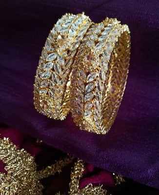 B0153_Gorgeous Broad American diamond bangles with beautiful art work.