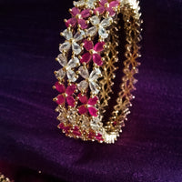 B0156_Elegant flower design studded with American Diamond stones.