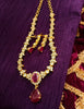 N0186_Elegant Micro Gold plated Necklace with delicate work studded with American Diamond & Semi Precious pink ruby stones