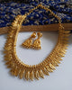 N0178_ Gorgeous style Gold plated necklace set with fine craft work of leafy patterns with a touch of golden balls.