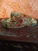 B015_Classy Style Silver plated Bangles studded with American Diamond & pink and green ruby stones.