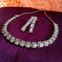 N0313_Claasy square design American Diamond engraved choker necklace with beautiful craft work.