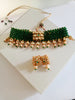 N064_Gorgeous Crystal Choker Necklace with delicate Kundan work embellished with pearls.