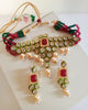 N060_Classy Layered Kundan Necklace studded with dazzling White and bright Square shaped Red stones with a touch of  pearls.