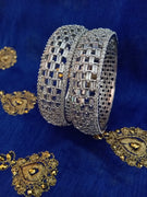 B0160_Gorgeous crafted bangles studded with American Diamond stones.