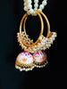 E0840_Classy ring design meenakari danglers with delicate meena work with a jumka drop embellished with a bunch of pearls.