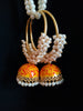 E0841_Gorgeous ring design meenakari danglers with delicate meena work with a jumka drop embellished with a bunch of pearls.