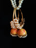 E0845_Gorgeous ring design meenakari danglers with delicate meena work with a jumka drop embellished with a bunch of pearls.