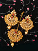 M015_Gorgeous Stone work earring & maang tika combo with a touch of pearl drop.