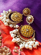 E0122_Gorgeous Meenakari earring with delicate Meenakari work  studded with stones and embellished with pearls