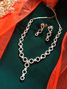 N0350_Lovely American diamond necklace with beautiful stone work.