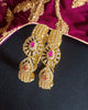 B0230_Lovely traditional Vintage Style Gold Plated studded with american diamond stones with a touch of pink rubies.