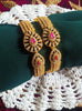 B0230_Lovely traditional Vintage Style Gold Plated studded with american diamond stones with a touch of pink rubies.