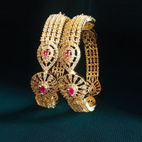 B0230_Lovely traditional Vintage Style Gold Plated studded with american diamond stones with a touch of pink rubies.