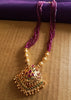 N018_Elegant Micro Gold plated Necklace studded with precious pink ruby stones & Magenta colored crystals